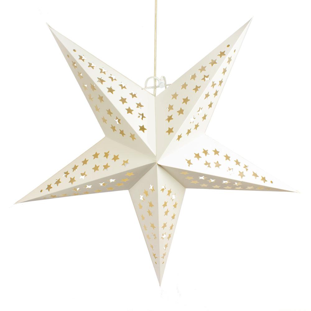 24" Solid White Stars Cut-Out Paper Star Lantern, Chinese Hanging Wedding & Party Decoration - AsianImportStore.com - B2B Wholesale Lighting and Decor