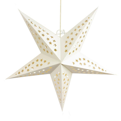 24" Solid White Stars Cut-Out Paper Star Lantern, Chinese Hanging Wedding & Party Decoration - AsianImportStore.com - B2B Wholesale Lighting and Decor