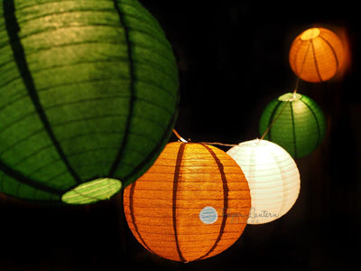 12" St. Patrick's Day Premium Glitter Paper Lantern String Light COMBO Kit (21 FT) - AsianImportStore.com - B2B Wholesale Lighting and Decor