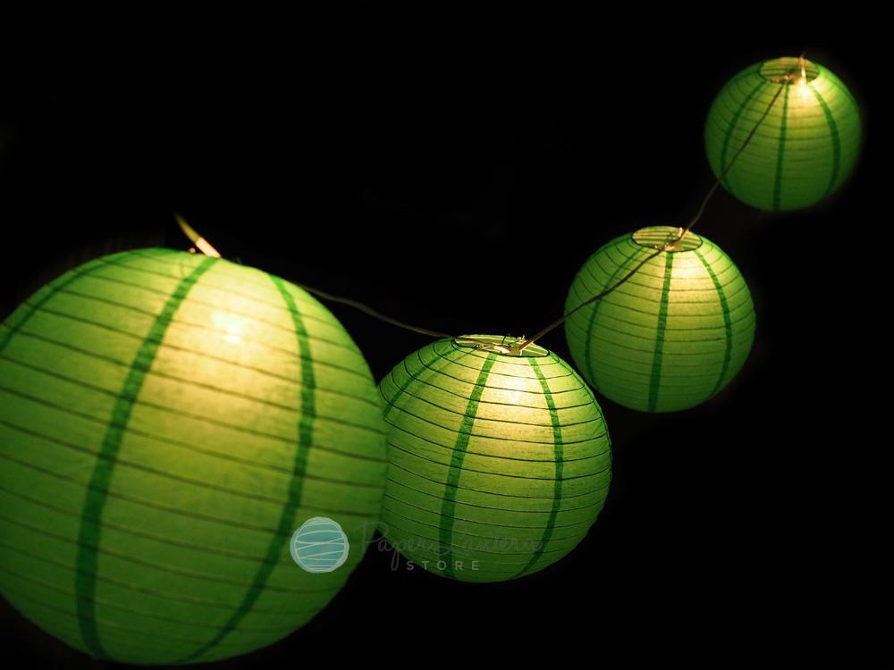 MoonBright 12" Green Paper Lantern String Light Set (10-PACK Combo Kit) - AsianImportStore.com - B2B Wholesale Lighting and Decor