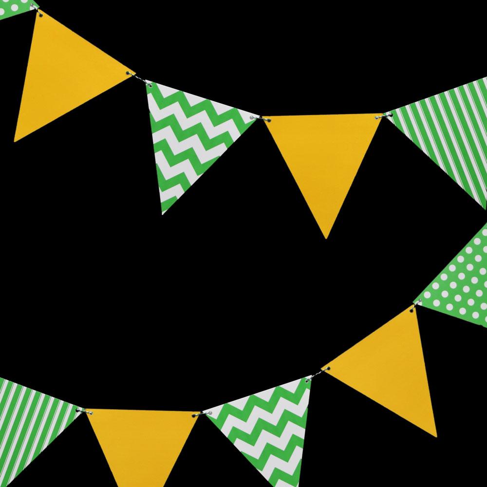 St. Patrick's Day Holiday Green Mix Pattern & Gold Triangle Flag Pennant Banner Combo Kit (11FT) - AsianImportStore.com - B2B Wholesale Lighting and Decor