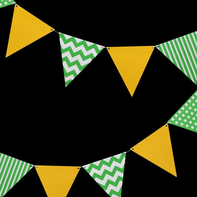 St. Patrick's Day Holiday Green Mix Pattern & Gold Triangle Flag Pennant Banner Combo Kit (11FT) - AsianImportStore.com - B2B Wholesale Lighting and Decor