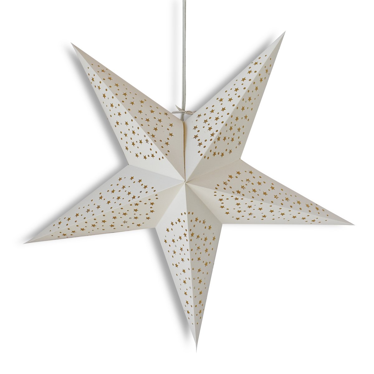 3-PACK + Cord | 24" White 'Thousand Stars' Paper Star Lantern and Lamp Cord Hanging Decoration - AsianImportStore.com - B2B Wholesale Lighting and Decor