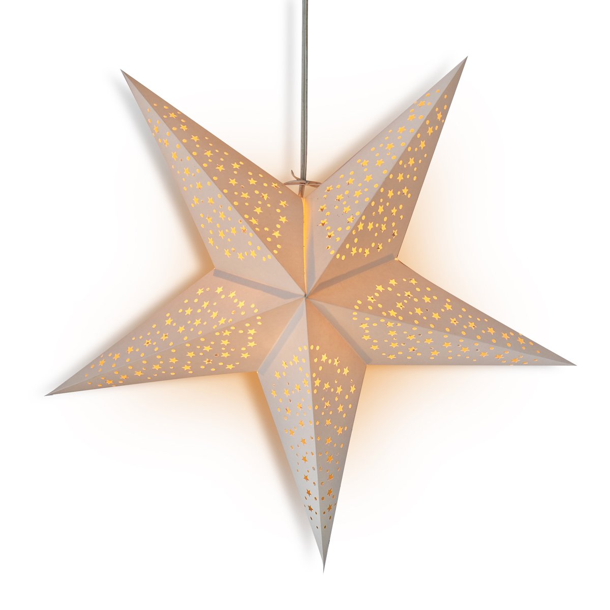 3-PACK + Cord | 24" White 'Thousand Stars' Paper Star Lantern and Lamp Cord Hanging Decoration - AsianImportStore.com - B2B Wholesale Lighting and Decor