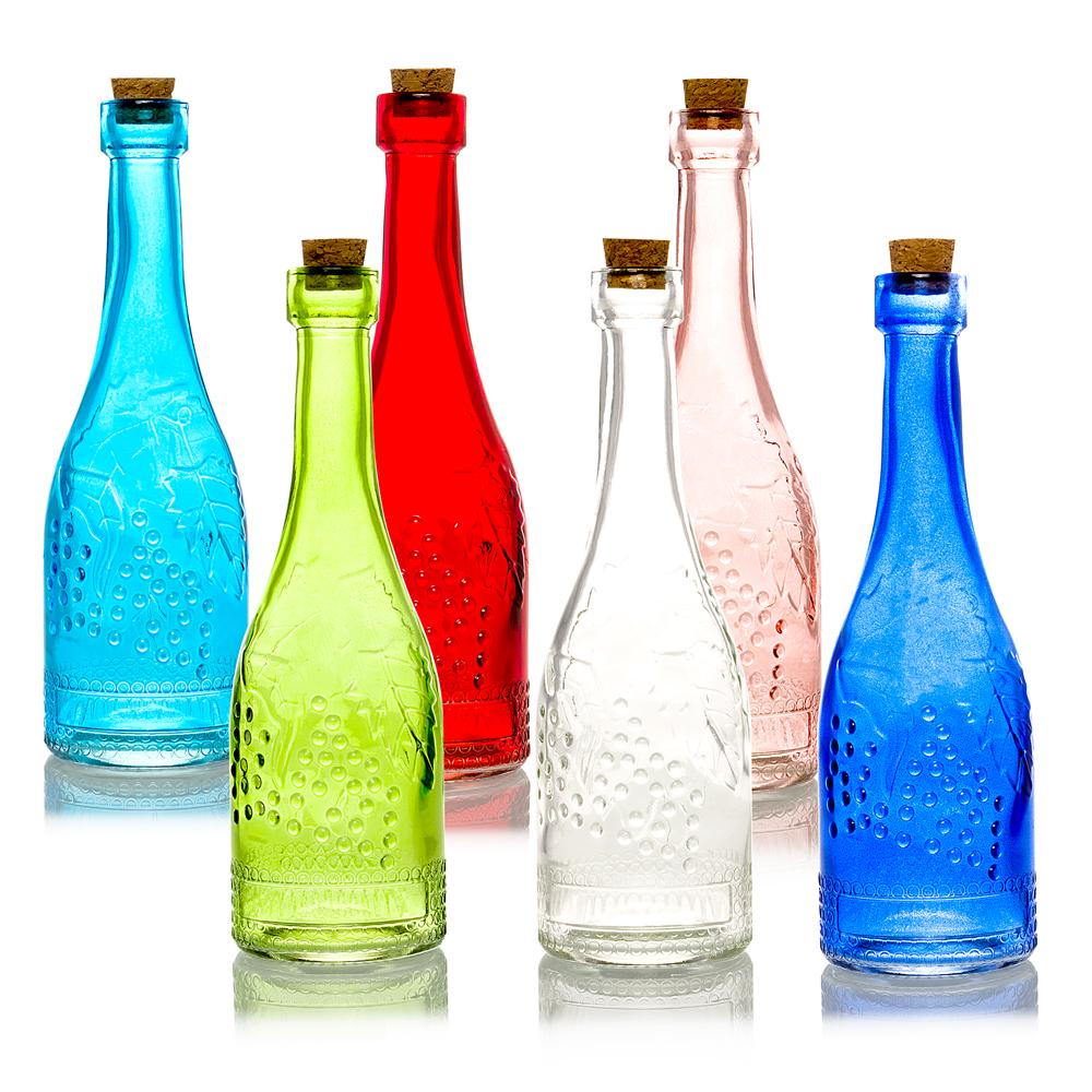 6pc Stella Colorful Decorative Vintage Glass Bottles and Flower Vases Wedding Table and Centerpiece Display - AsianImportStore.com - B2B Wholesale Lighting and Decor