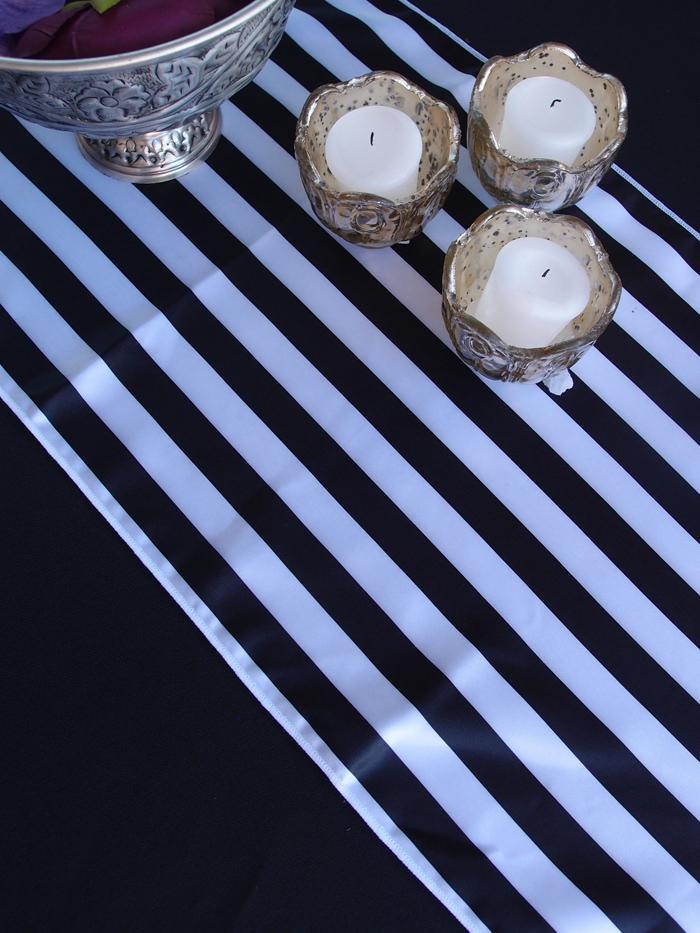 BLOWOUT (100 PACK) Striped Pattern Table Runner - Black (12 x 108)