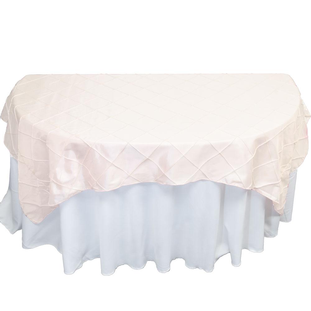  Beige / Ivory Square Pintuck Chameleon Table Cloth Overlay Cover - 72 x 72 Inch - AsianImportStore.com - B2B Wholesale Lighting and Decor