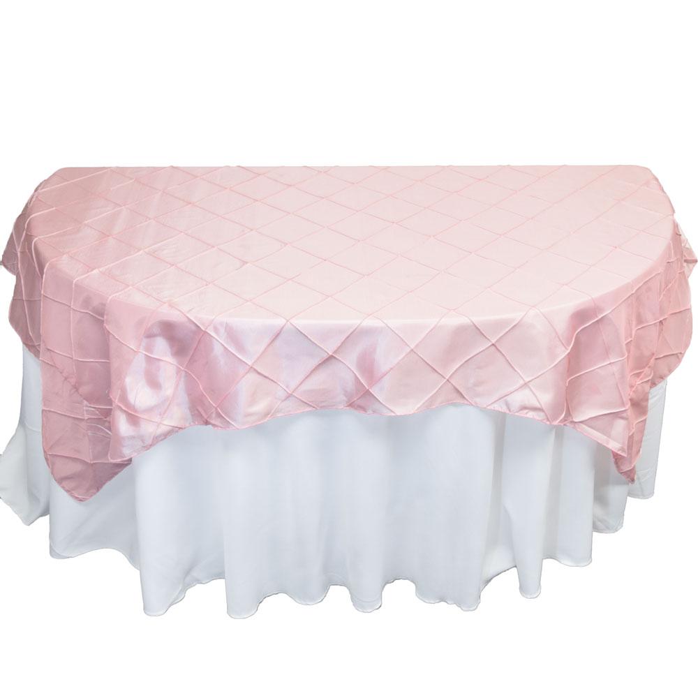  Light Pink Square Pintuck Chameleon Table Cloth Overlay Cover - 72 x 72 Inch - AsianImportStore.com - B2B Wholesale Lighting and Decor