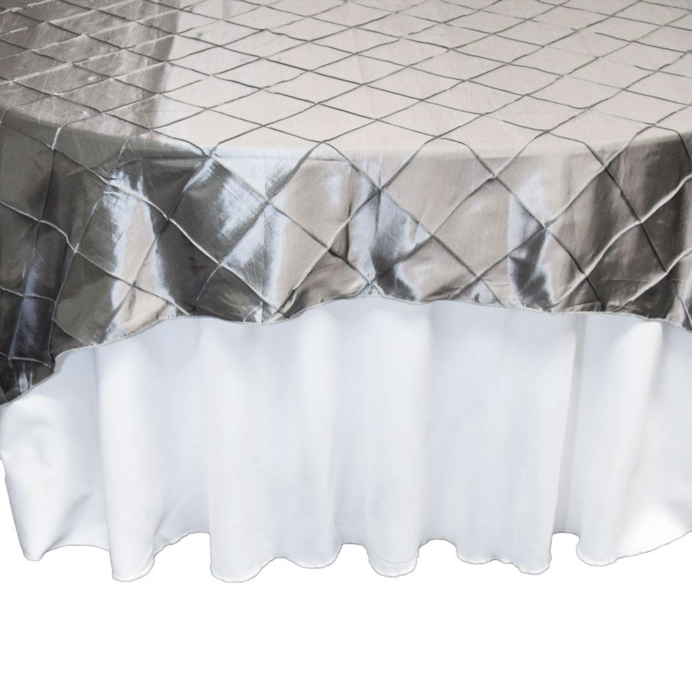  Silver Square Pintuck Chameleon Table Cloth Overlay Cover - 72 x 72 Inch - AsianImportStore.com - B2B Wholesale Lighting and Decor