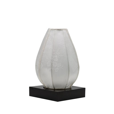 White Teardrop Silk Tea Light Candle Holder / Wooden Base - AsianImportStore.com - B2B Wholesale Lighting and Decor
