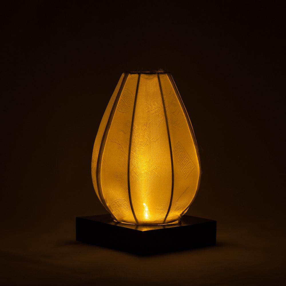  White Teardrop Silk Tea Light Candle Holder / Wooden Base - AsianImportStore.com - B2B Wholesale Lighting and Decor