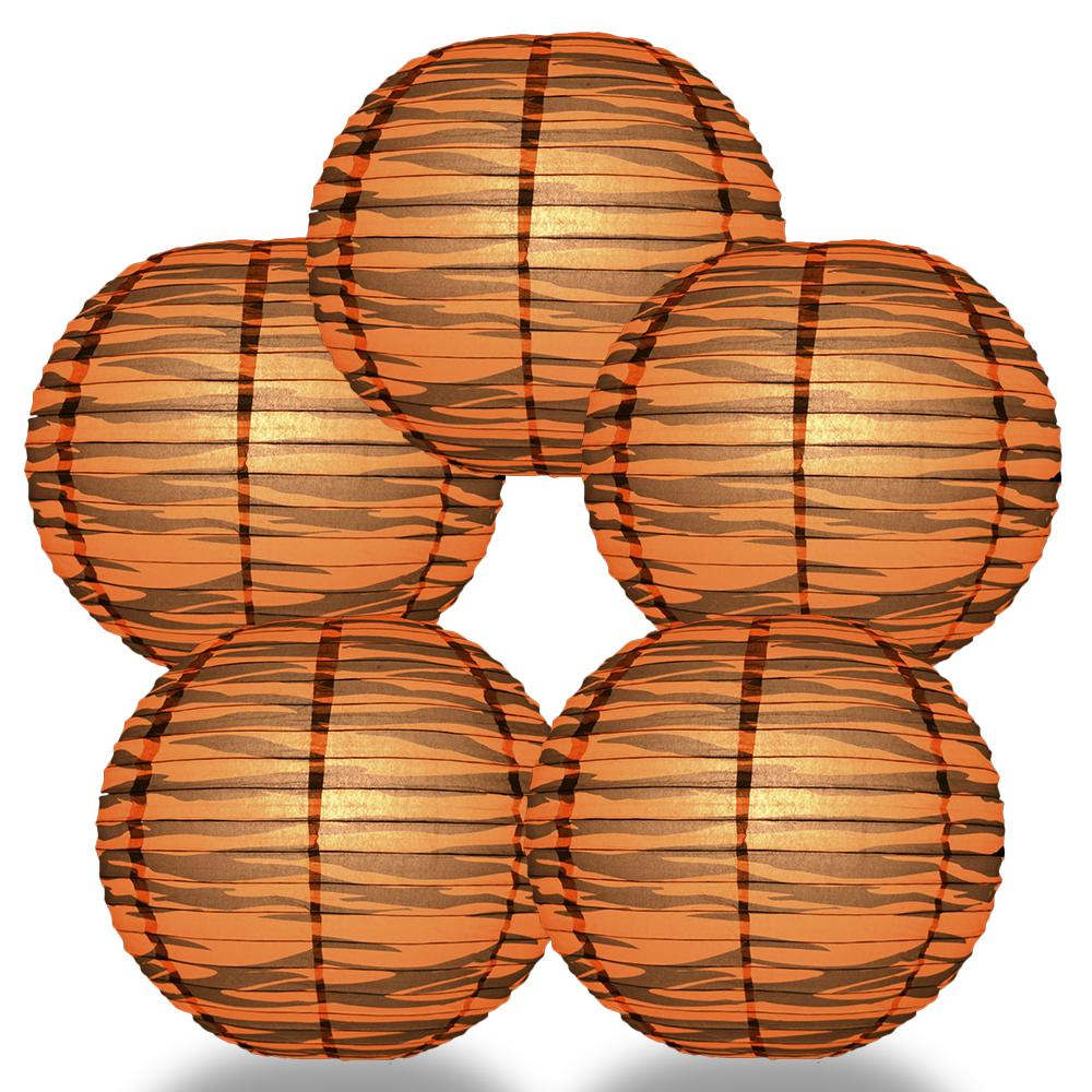 5 PACK | 14" Tiger Print Paper Lantern - AsianImportStore.com - B2B Wholesale Lighting and Decor