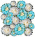 18-Pack Turquoise / Beige Multi-Color Tissue Paper Flower Decorations, EZ-Fluff - AsianImportStore.com - B2B Wholesale Lighting and Decor
