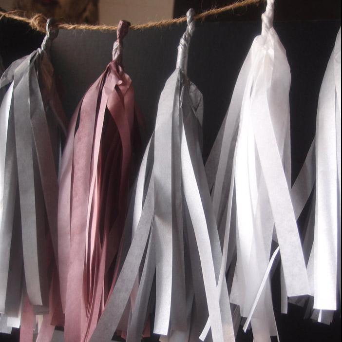 Tissue Paper Tassel Garland Kit - Silver Party (Silver, Gray, White, Light Rose) - AsianImportStore.com - B2B Wholesale Lighting and Decor