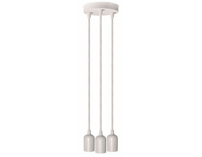 Triple Socket Metal White Hardwire Cord Kit Ceiling Pendant Light Fixture w/ Braided Cloth Cord, 10 FT - AsianImportStore.com - B2B Wholesale Lighting and Decor