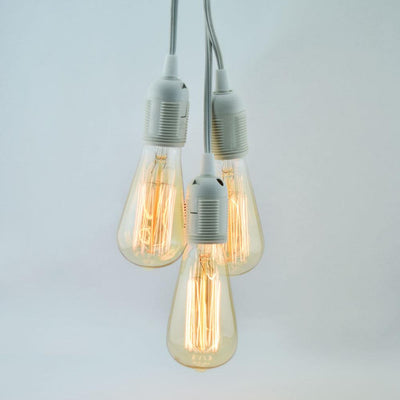 BULK COMBO Triple Socket Pendant Light Cord Combo Kits w/ ST64 Edison Bulbs (19FT, Switch, White) - AsianImportStore.com - B2B Wholesale Lighting and Decor