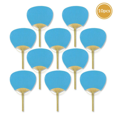 9" Turquoise Paddle Paper Hand Fans for Weddings (10 Pack) - AsianImportStore.com - B2B Wholesale Lighting and Decor