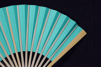 9" Turquoise Premium Paper Hand Fans w/ Organza Bag (Combo 10 PACK) - AsianImportStore.com - B2B Wholesale Lighting and Decor