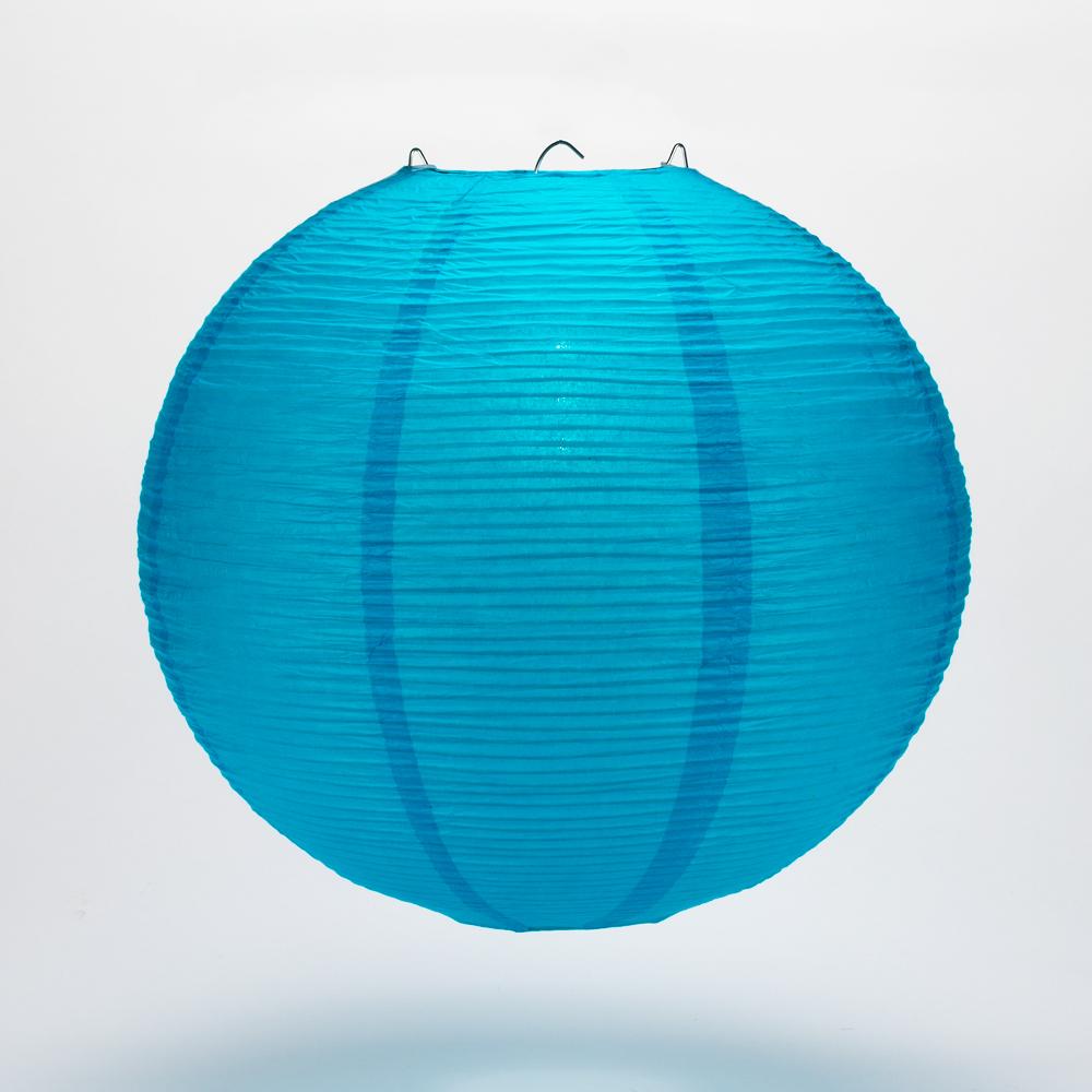 12" Turquoise Blue Fine Line Premium Even Ribbing Paper Lantern, Extra Sturdy - AsianImportStore.com - B2B Wholesale Lighting and Decor