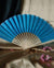 BULK PACK (50) 9" Turquoise Silk Hand Fans for Weddings - AsianImportStore.com - B2B Wholesale Lighting and Decor