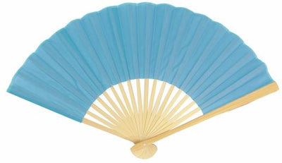 BULK PACK (50) 9" Turquoise Silk Hand Fans for Weddings - AsianImportStore.com - B2B Wholesale Lighting and Decor