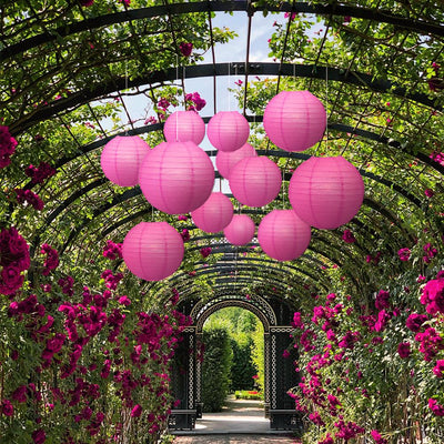 Ultimate 20pc Hot Pink Paper Lantern Party Pack - Assorted Sizes of 6, 8, 10, 12 for Weddings, Birthday, Events and Decor - AsianImportStore.com - B2B Wholesale Lighting and Decor