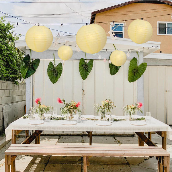 20" Lemon Yellow Chiffon Round Paper Lantern, Even Ribbing, Chinese Hanging Wedding & Party Decoration - AsianImportStore.com - B2B Wholesale Lighting and Decor