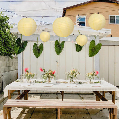 20" Lemon Yellow Chiffon Round Paper Lantern, Even Ribbing, Chinese Hanging Wedding & Party Decoration - AsianImportStore.com - B2B Wholesale Lighting and Decor
