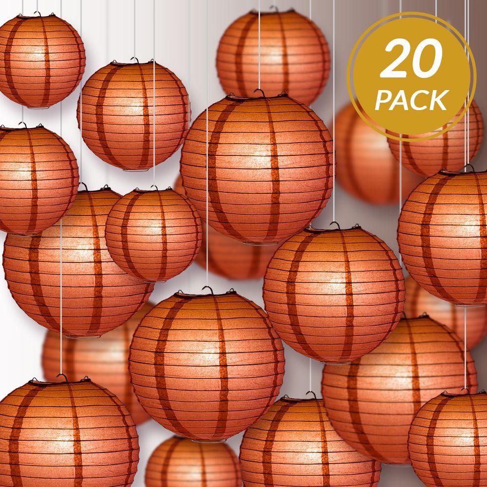 Ultimate 20pc Marsala Burgundy Wine Paper Lantern Party Pack - Assorted Sizes of 6, 8, 10, 12 for Weddings, Birthday, Events and Decor - AsianImportStore.com - B2B Wholesale Lighting and Decor