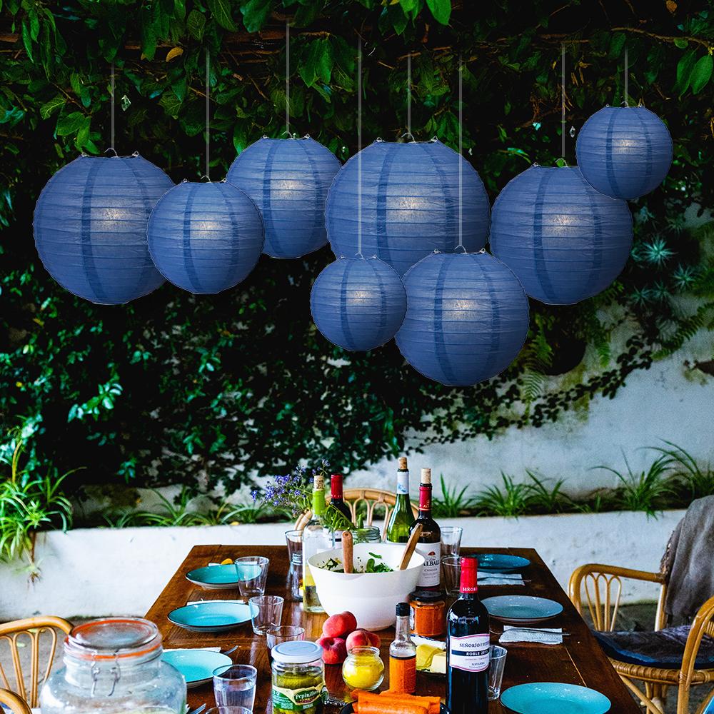 Ultimate 20pc Navy Blue Paper Lantern Party Pack - Assorted Sizes of 6, 8, 10, 12 for Weddings, Birthday, Events and Decor - AsianImportStore.com - B2B Wholesale Lighting and Decor