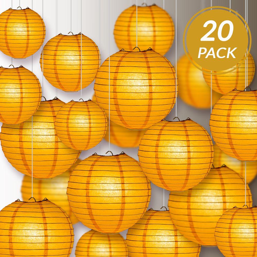 Ultimate 20pc Orange Paper Lantern Party Pack - Assorted Sizes of 6, 8, 10, 12 for Weddings, Birthday, Events and Decor - AsianImportStore.com - B2B Wholesale Lighting and Decor