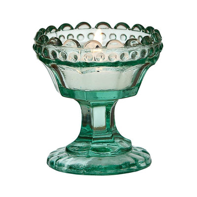 Vintage Glass Candle Holder (3-Inch, Charlene Chalice Design, Vintage Green) - For Use with Tea Lights - For Home Decor, Parties, Wedding Decorations - AsianImportStore.com - B2B Wholesale Lighting and Decor