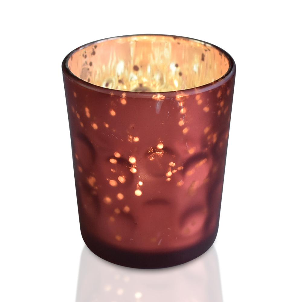 Vintage Mercury Glass Candle Holder (3-Inch, Tess Design, Rustic Copper Red) - for use with Tea Lights - for Home Décor, Parties and Wedding Decorations - AsianImportStore.com - B2B Wholesale Lighting and Decor