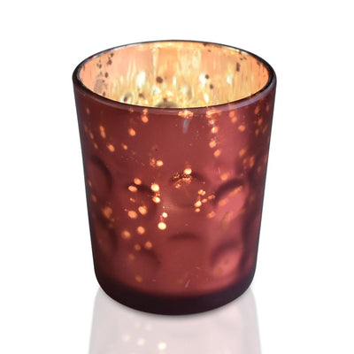 Vintage Mercury Glass Candle Holder (3-Inch, Tess Design, Rustic Copper Red) - for use with Tea Lights - for Home Décor, Parties and Wedding Decorations - AsianImportStore.com - B2B Wholesale Lighting and Decor