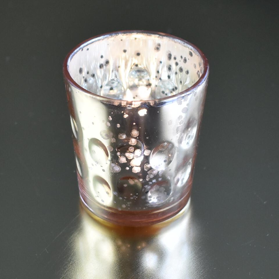 Vintage Mercury Glass Candle Holder (3-Inch, Tess Design, Rose Gold Pink) - for use with Tea Lights - for Home Décor, Parties and Wedding Decorations - AsianImportStore.com - B2B Wholesale Lighting and Decor