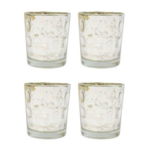 24 Pack | Vintage Mercury Glass Candle Holders (3-Inch, Tess Design, Silver) - for use with Tea Lights - for Home Décor, Parties and Wedding Decorations - AsianImportStore.com - B2B Wholesale Lighting and Decor