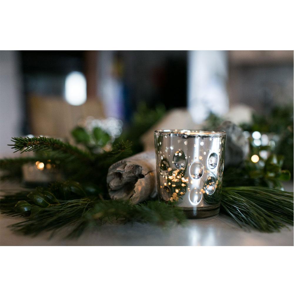 4 Pack | Vintage Mercury Glass Candle Holders (3-Inch, Tess Design, Silver) - for use with Tea Lights - for Home Décor, Parties and Wedding Decorations - AsianImportStore.com - B2B Wholesale Lighting and Decor
