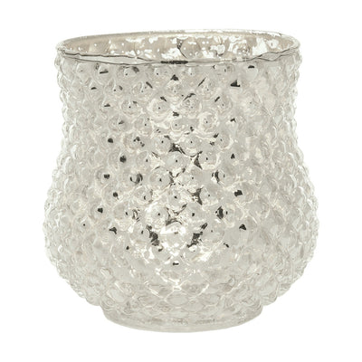 Vintage Mercury Glass Candle Holder (4-Inch, Ruby Design, Silver) - Decorative Candle Holder - Home Decor, Party Decorations and Wedding Centerpieces - AsianImportStore.com - B2B Wholesale Lighting & Décor since 2002.