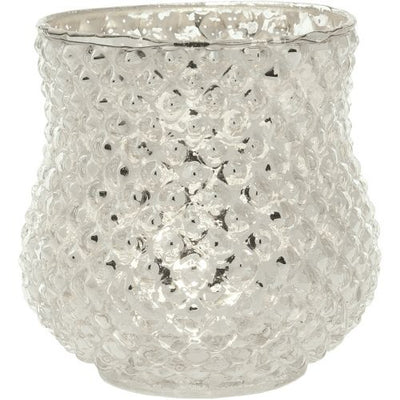 BLOWOUT (20 PACK) Vintage Mercury Glass Candle Holder (4-Inch, Ruby Design, Silver) - Decorative Candle Holder - Home Decor, Party Decorations and Wedding Centerpieces