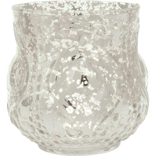 Vintage Mercury Glass Candle Holder (4-Inch, Rose Design, Large Nouveau Motif, Silver) - Decorative Candle Holder - For Home Decor - AsianImportStore.com - B2B Wholesale Lighting and Decor