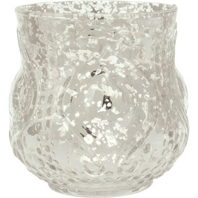 BLOWOUT (20 PACK) Vintage Mercury Glass Candle Holder (4-Inch, Rose Design, Large Nouveau Motif, Silver) - Decorative Candle Holder - For Home Decor