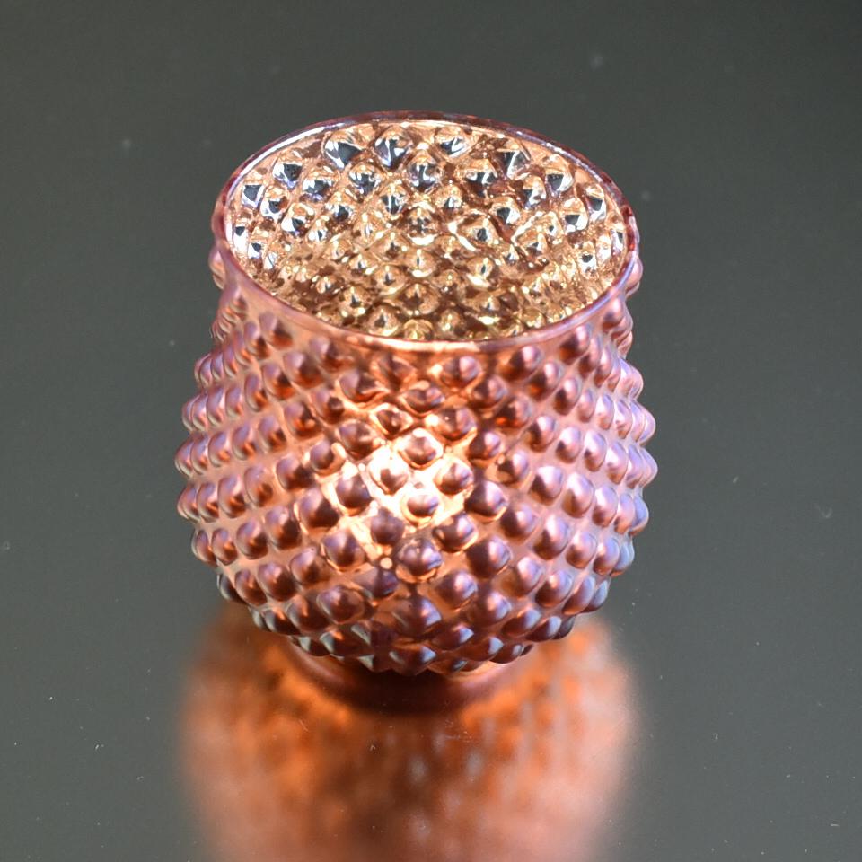 Vintage Mercury Glass Vase and Candle Holder (3-Inch, Small Ruby Design, Rustic Copper Red) - For Use with Tea Lights - For Home Decor, Parties and Wedding Decorations - AsianImportStore.com - B2B Wholesale Lighting & Decor since 2002