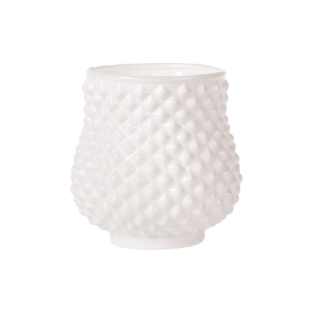 Vintage Milk Glass Candle Holder (3-Inch, Ruby Design, White) - For Use with Tea Lights - For Home Decor, Parties, and Wedding Decorations - AsianImportStore.com - B2B Wholesale Lighting and Decor