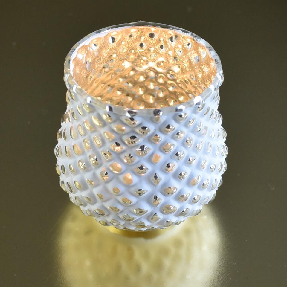 6 Pack | Vintage Mercury Glass Vase and Candle Holder (3-Inch, Small Ruby, Antique White)  - For Use with Tea Lights - For Home Decor, Parties and Wedding Decorations - AsianImportStore.com - B2B Wholesale Lighting and Decor