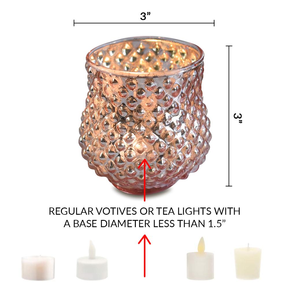 6 Pack | Vintage Mercury Glass Vase and Candle Holder (3-Inch, Small Ruby, Antique White)  - For Use with Tea Lights - For Home Decor, Parties and Wedding Decorations - AsianImportStore.com - B2B Wholesale Lighting and Decor