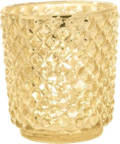 Vintage Mercury Glass Candle Holder (3-Inch, Small Rachel Design, Gold) - For use with Tea Light - Decorative Candle Holder for Home Decor and Wedding Centerpieces - AsianImportStore.com - B2B Wholesale Lighting and Decor