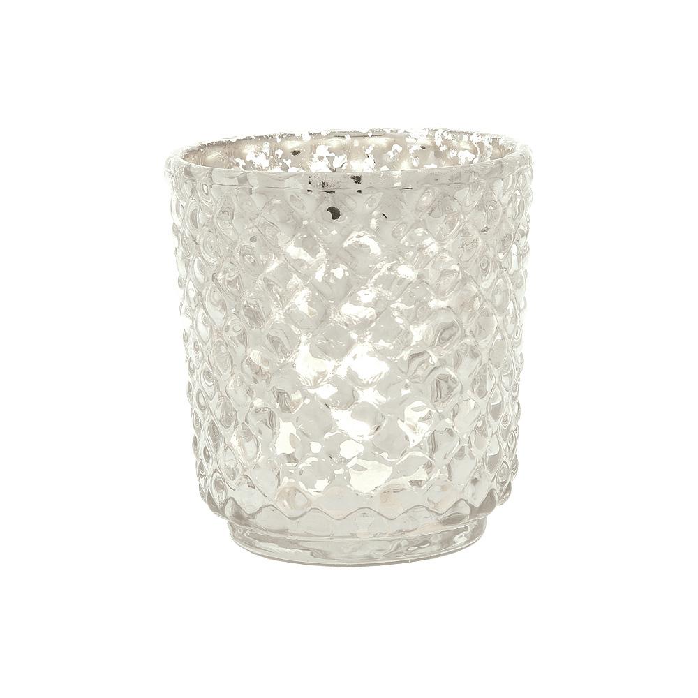 Vintage Mercury Glass Candle Holder (3-Inch, Small Rachel Design, Silver) - For use with Tea Light -Decorative Candle Holder for Home Decor and Wedding Centerpieces - AsianImportStore.com - B2B Wholesale Lighting and Decor