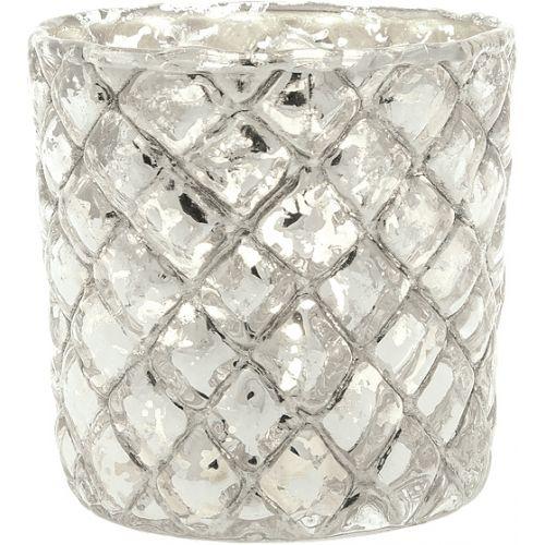 Vintage Mercury Glass Candle Holder (2.5-Inch, Small Andrea Design, Silver) - For Use with Tea Lights - For Home Decor, Parties & Wedding Decorations - AsianImportStore.com - B2B Wholesale Lighting and Decor