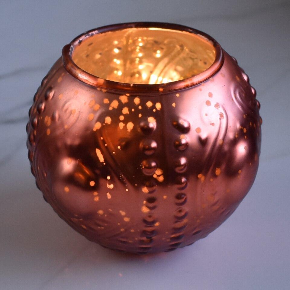 6 Pack | Vintage Mercury Glass Vase and Candle Holders (3.25-Inches, Small Josephine Design, Rustic Copper Red) - Use with Tea lights - for Home Décor, Parties and Weddings - AsianImportStore.com - B2B Wholesale Lighting and Decor