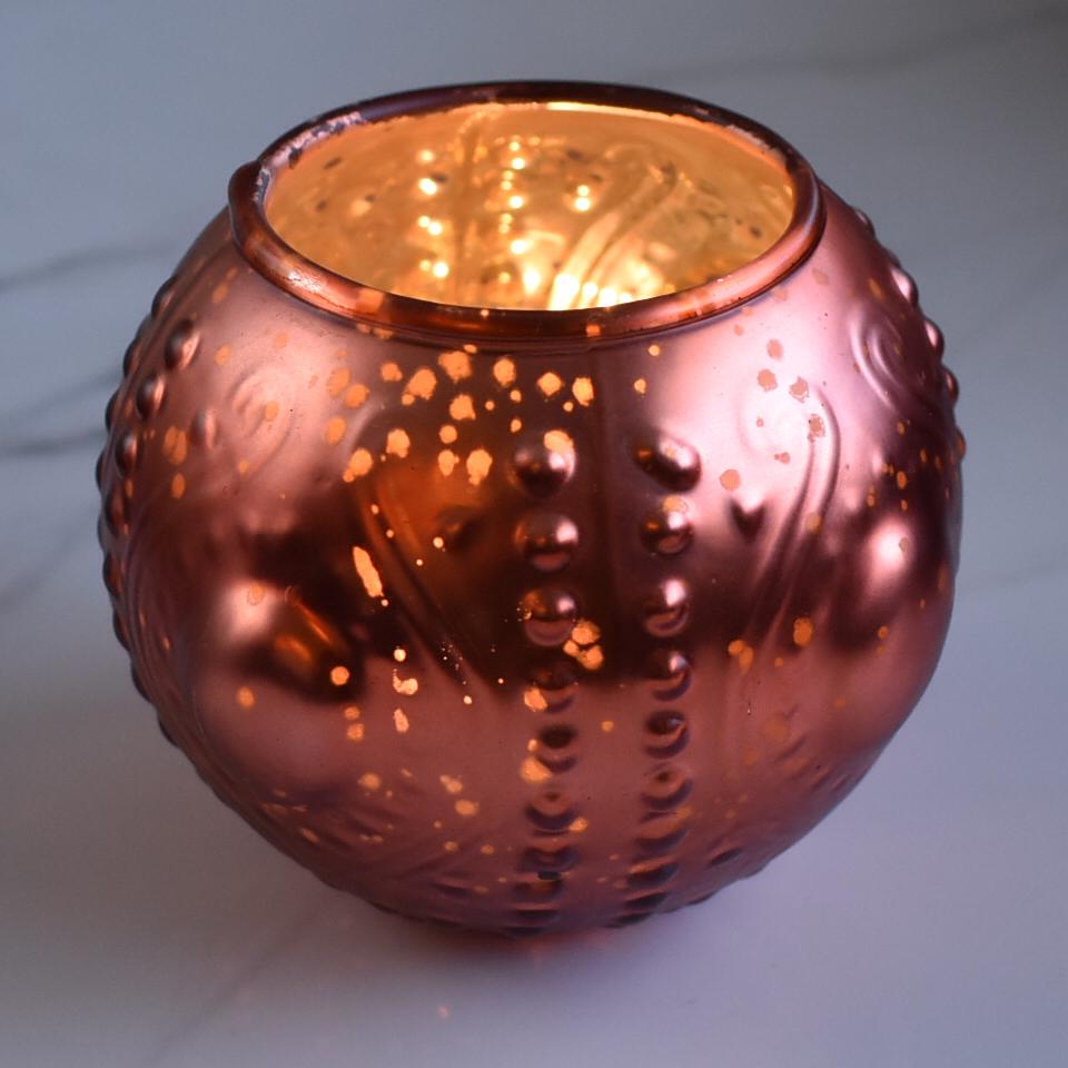 Vintage Mercury Glass Vase and Candle Holder (3.25-Inches, Small Josephine Design, Rustic Copper Red) - Use with Tea lights - for Home Décor, Parties and Weddings - AsianImportStore.com - B2B Wholesale Lighting and Decor